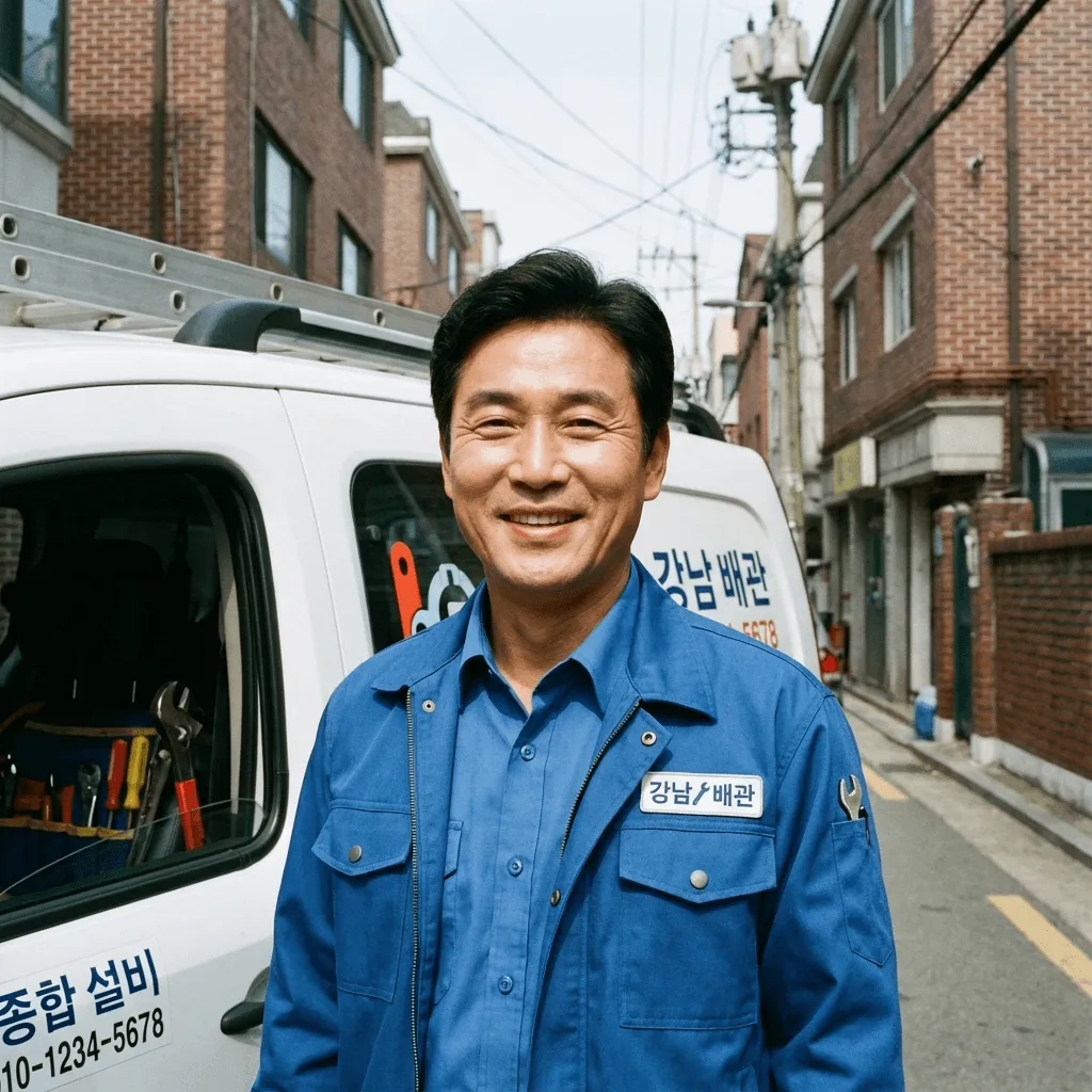 전북배관올케어 전문 기술자 작업 모습